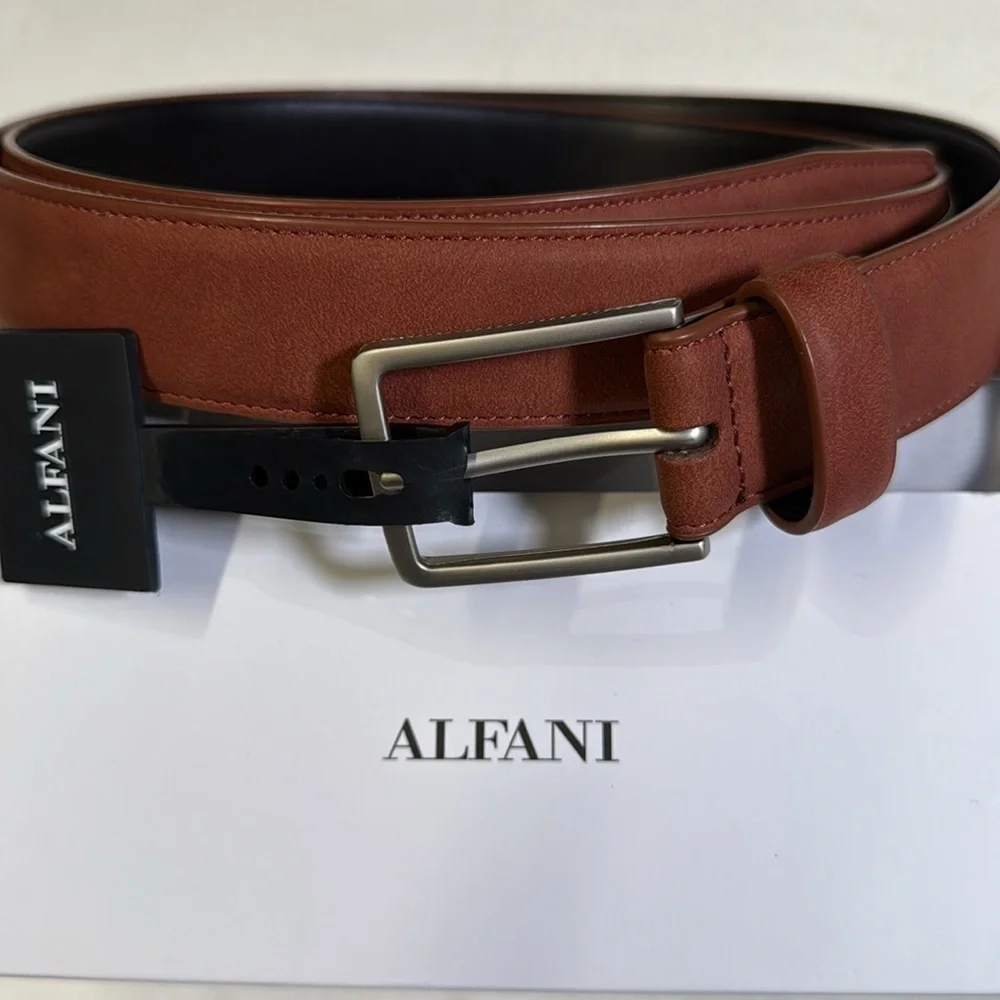 Alfani Men’s Rust Colored Faux Leather Belt in Sizes Small - XL
